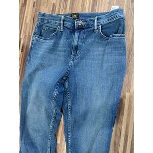 Lee Womens Flare Leg Jeans Size 8 Medium Wash Blue Stretch Denim